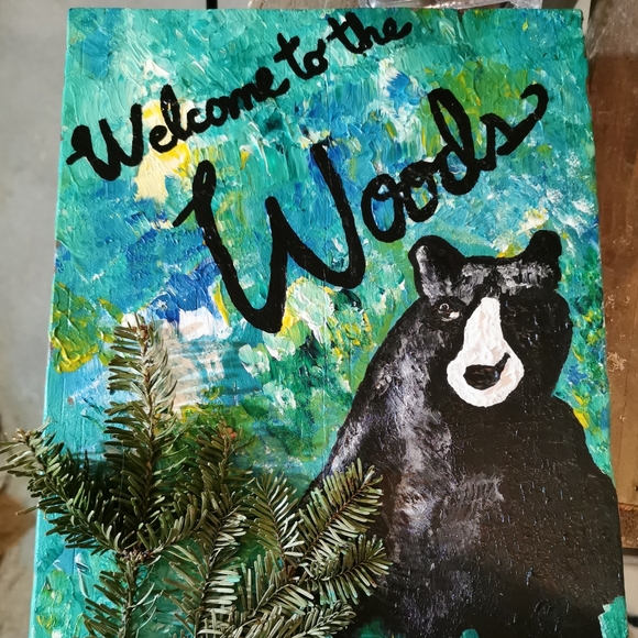 Acrylic Painting Welcome to the Woods art on wood - Picture 4 of 11